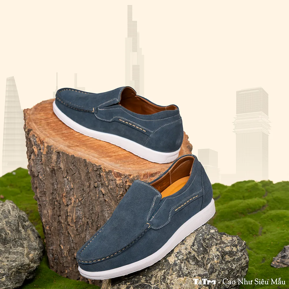 GIÀY ĐỘN NAM T163 XANH CAO 5CM