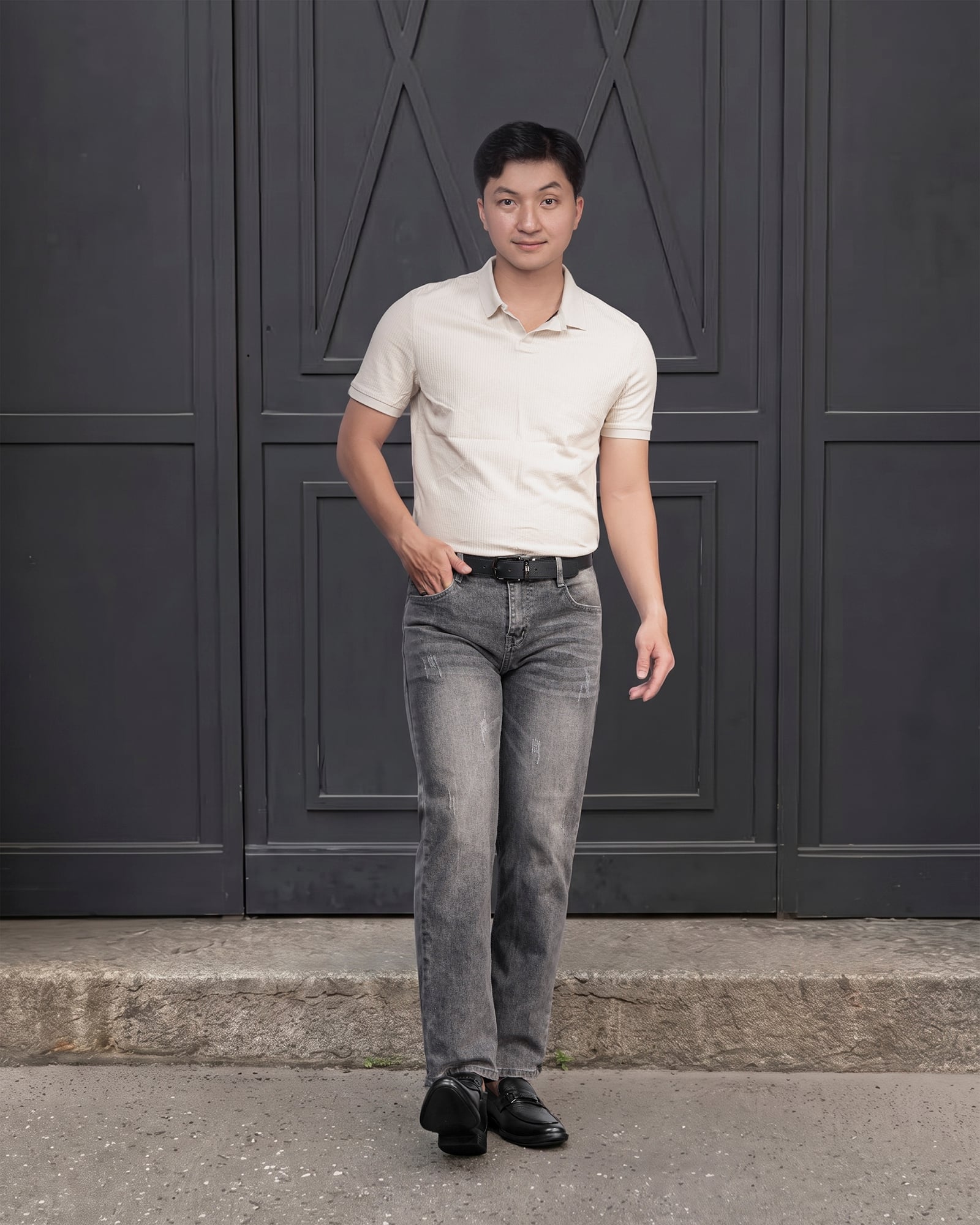 GIÀY CAO NAM T402 ĐEN CAO 6.5CM