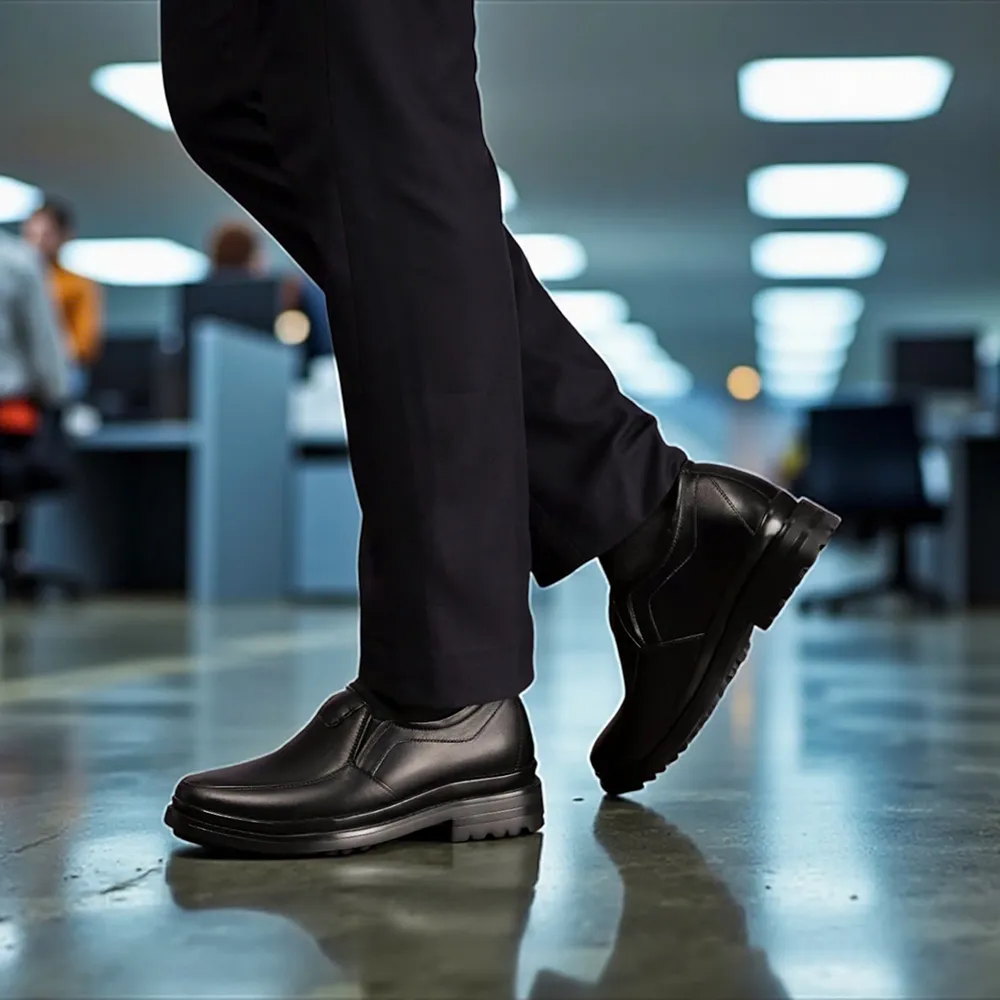 GIÀY ĐỘN NAM  SIÊU NHẸ T142 ĐEN CAO 7CM