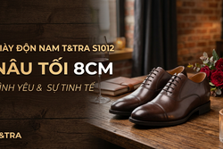 GIÀY ĐỘN NAM T&TRA S1012 NÂU TỐI 8CM  - TÌNH YÊU & SỰ TINH TẾ
