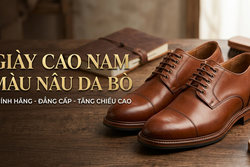 GIÀY CAO NAM MÀU NÂU DA BÒ