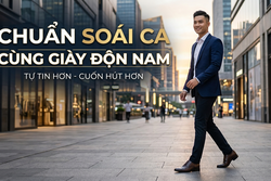 CHUẨN SOÁI CA CÙNG GIÀY ĐỘN NAM T40 NÂU SỌC
