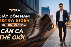 GIÀY ĐỘN NAM T&TRA S1064 NÂU BÒ CAO 5CM - CÂN CẢ THẾ GIỚI 