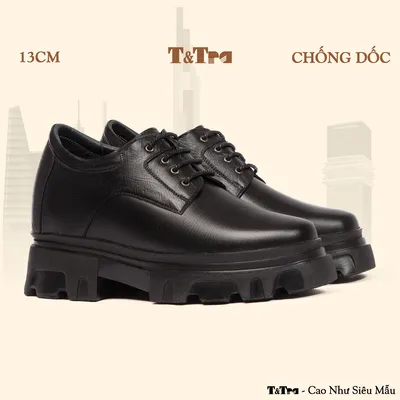 [13CM] Giày Tăng Chiều Cao Nam T167 Đen Sọc - Nhẹ Hơn và Ít Dốc Hơn