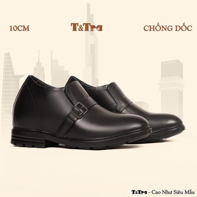 [10CM] Giày Độn Nam T90 Đen - Ít Dốc Mang Thoải Mái Hơn