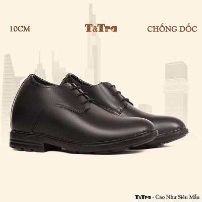 [10CM] Giày Độn Nam T92 Đen - Ít Dốc Mang Thoải Mái Hơn