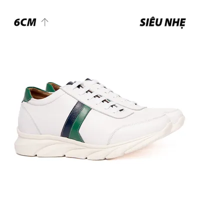 [6CM] Giày Cao Nam T229 Trắng - Nhẹ Hơn và Ít Dốc Hơn 