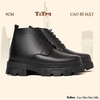 [9CM] Giày Cao Nam T112 Đen - Cao Bí Mật 