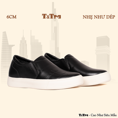 [6CM] Giày Tăng Chiều Cao Nam T145 Đen - Nhẹ Như Dép