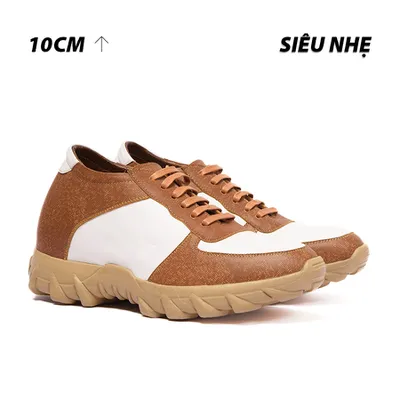 [ 10CM ] Giày Cao Nam T150 Trắng Vàng - Nhẹ Hơn và Ít Dốc Hơn 