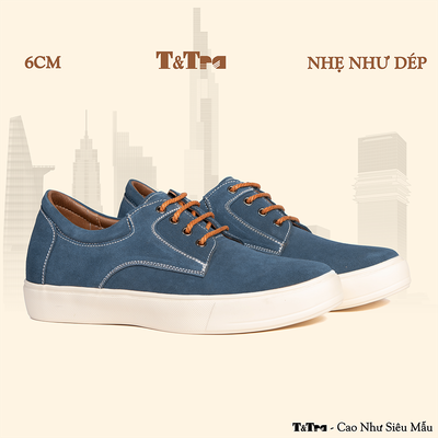 [6CM] Giày Cao Nam T144 Xanh - Nhẹ Như Dép  