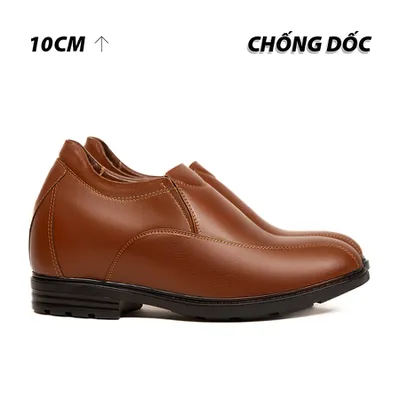 [10CM] Giày Độn Nam T94 Nâu Bò - Ít Dốc Mang Thoải Mái Hơn