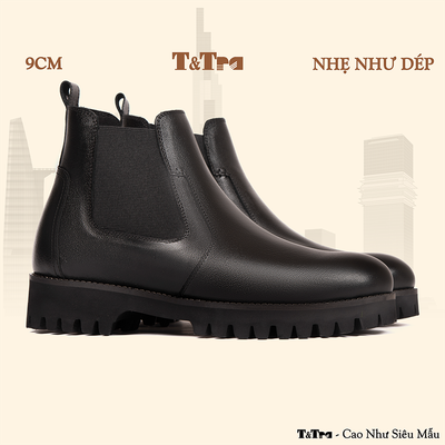 [9CM] Giày Cao Cổ Nam S2077 Đen - Nhẹ Như Dép 