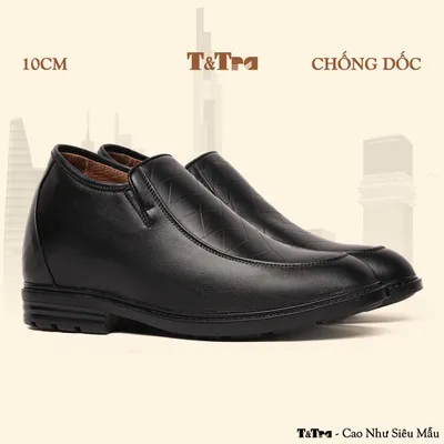 [10CM] Giày Độn Nam T95 Đen - Ít Dốc Mang Thoải Mái Hơn