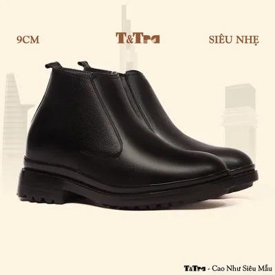[9CM] Giày Cao Cổ Nam T101 Đen - Nhẹ Hơn và Ít Dốc Hơn
