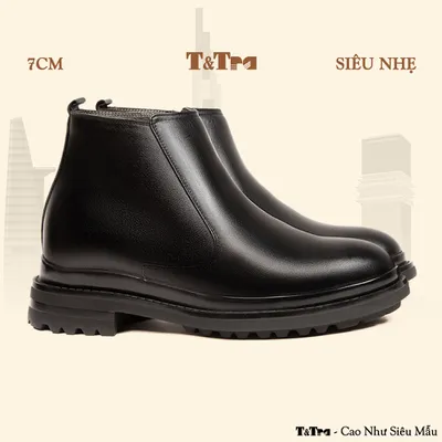 [7CM] Giày Boots Nam T101 Đen - Nhẹ Hơn và Ít Dốc Hơn