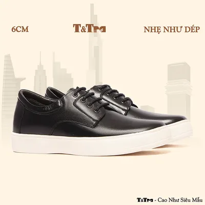 [6CM] Giày Đế Cao Nam T144 Đen - Nhẹ Như Dép 