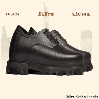 [14.5CM] Giày Cao Nam T167 Đen Sọc - Nhẹ Hơn và Ít Dốc Hơn