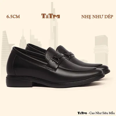 [6.5CM] Giày Cao Nam T402 Đen - Nhẹ Như Dép