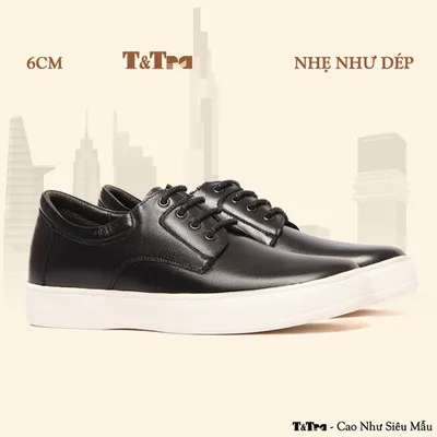 [6CM] Giày Đế Cao Nam T144 Đen - Nhẹ Như Dép 