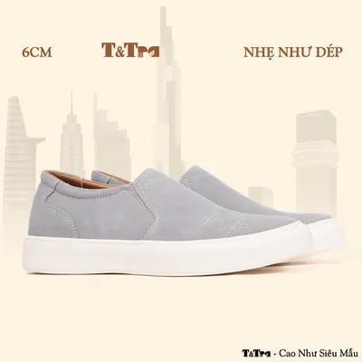 [6CM] Giày Cao Nam T145 Xám - Nhẹ Như Dép
