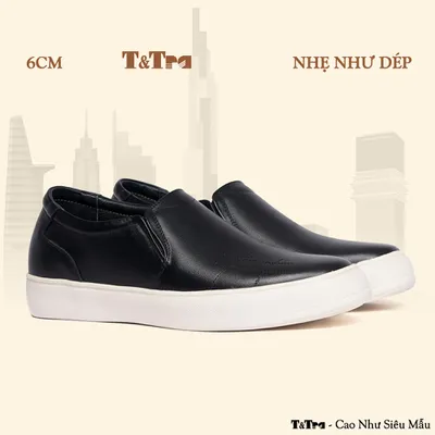 [6CM] Giày Tăng Chiều Cao Nam T145 Đen - Nhẹ Như Dép