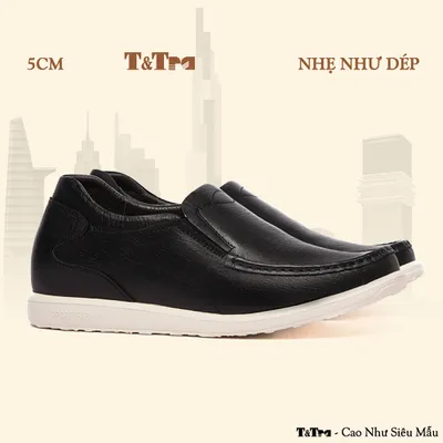 [5CM] Giày Độn Nam T166 Đen Sần - Nhẹ Như Dép