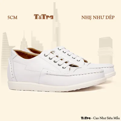 [5CM] Giày Cao Nam T171 Trắng - Nhẹ Như Dép