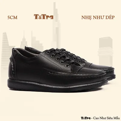 [5CM] Giày Tăng Chiều Cao Nam T171 Đen Sọc - Nhẹ Như Dép