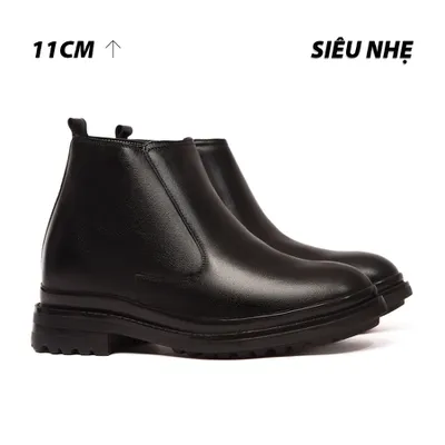 [11CM] Giày Boots Nam T101 Đen - Nhẹ Hơn và Ít Dốc Hơn