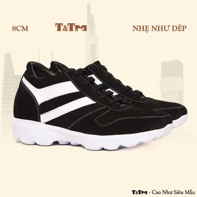 [8CM] Giày Cao Nam T220 Đen Lộn - Nhẹ Hơn và Ít Dốc Hơn