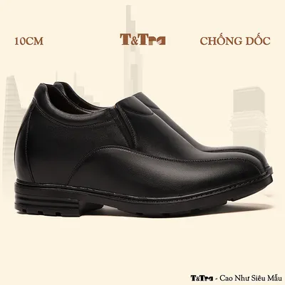 [10CM] Giày Nam Đế Cao T94 Đen - Ít Dốc Mang Thoải Mái Hơn
