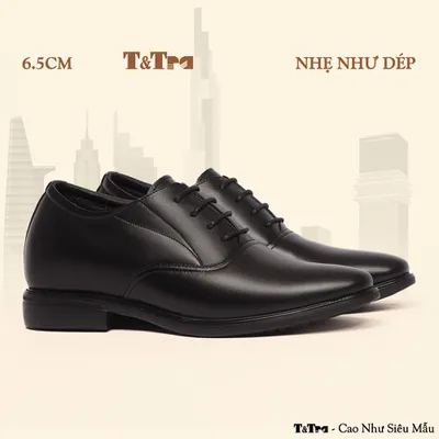 [6.5CM] Giày Cao Nam T450 Đen - Nhẹ Như Dép
