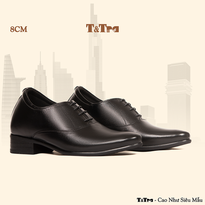 [8CM] Giày Cao Nam S1062 Đen Trơn - Cao Bí Mật Từ Bên Trong