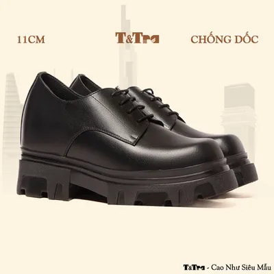 [11CM] Giày Tăng Chiều Cao Nam T168 Đen - Nhẹ Hơn và Ít Dốc Hơn 