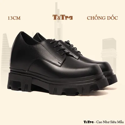 [13CM] Giày Đế Cao Nam T168 Đen - Nhẹ Hơn và Ít Dốc Hơn