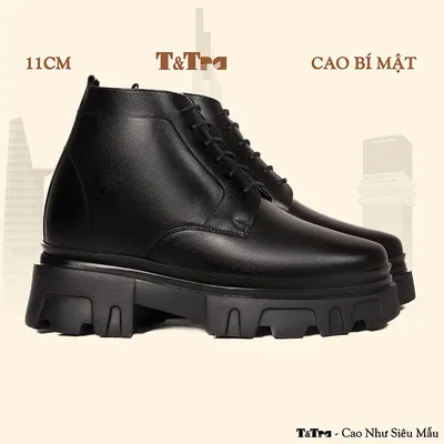 [11CM] Giày Tăng Chiều Cao Nam T112 Đen - Cao Bí Mật