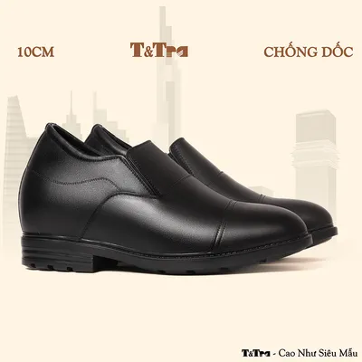 [10CM] Giày Độn Nam T93 Đen - Ít Dốc Mang Thoải Mái Hơn