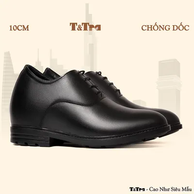 [10CM] Giày Độn Nam T98 Đen - Ít Dốc Mang Thoải Mái Hơn