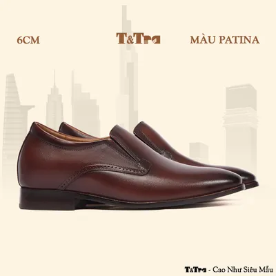 [6CM] Giày Tăng Chiều Cao Nam A215 Đỏ Đô - Đánh Màu Thủ Công Patina