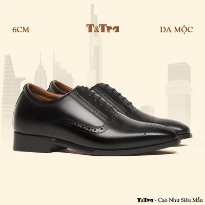 [ 6CM ] Giày Đế Cao Nam A212 Đen - Đánh Màu Thủ Công Patina