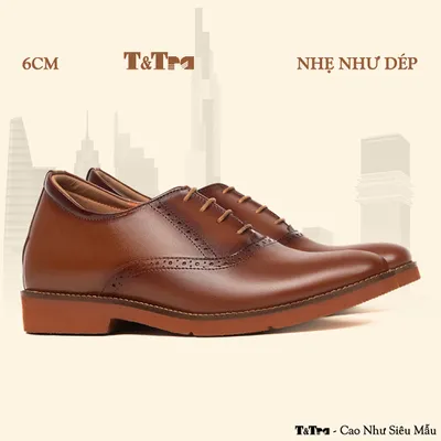 [ 6CM ] Giày Cao Nam S2025 Nâu Bò - Nhẹ Như Dép
