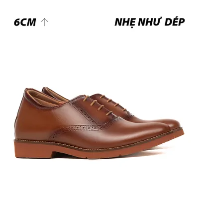 [ 6CM ] Giày Cao Nam S2025 Nâu Bò - Nhẹ Như Dép