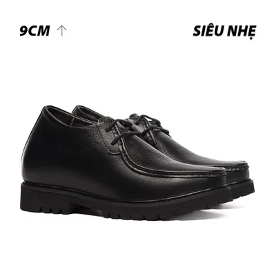 [ 9CM ] Giày Cao Nam T124 Đen Sần - Nhẹ Hơn và Ít Dốc Hơn