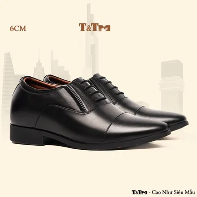[6CM] Giày Tăng Chiều Cao Nam T51 Đen - Cao Bí Mật Từ Bên Trong
