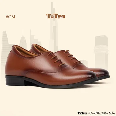 [6CM] Giày Tăng Chiều Cao Nam S1008 Nâu Bò - Cao Bí Mật Từ Bên Trong
