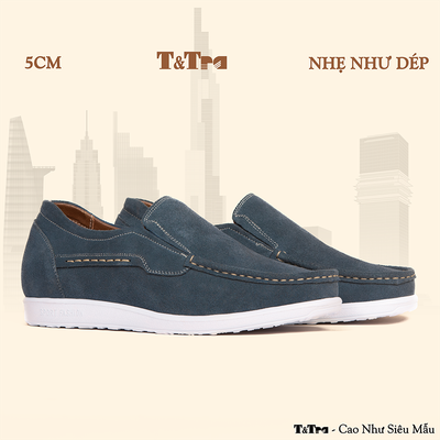 [ 5CM ] Giày Độn Nam T163 Xanh - Nhẹ Như Dép