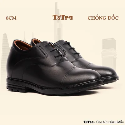 [8CM] Giày Độn Nam T86 Đen - Ít Dốc Mang Thoải Mái Hơn