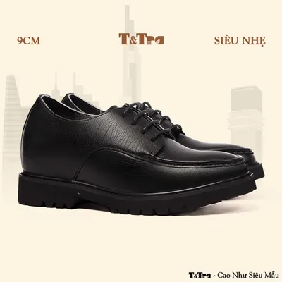[9CM] Giày Cao Nam T325 Đen Sọc - Nhẹ Hơn và Ít Dốc Hơn