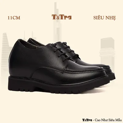 [11CM] Giày Cao Nam T325 Đen Sọc - Nhẹ Hơn và Ít Dốc Hơn